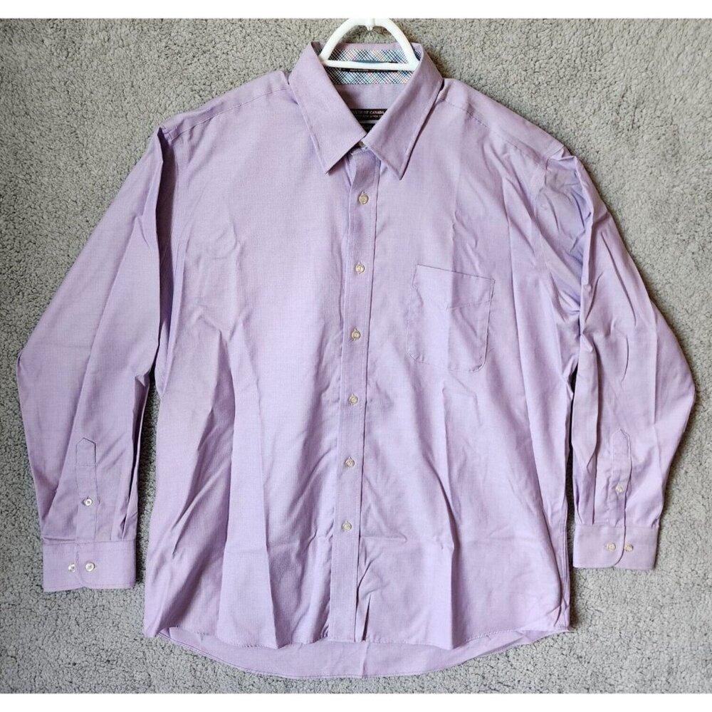 Forsyth of Canada Purple‎ Wrinkle Free Long Sleeve Button Up Shirt Size XL